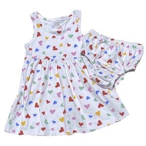 Toughskins colorful rainbow hearts dress & bloomers 18 months